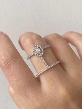 Celestia Double Band Crystal Halo Ring
